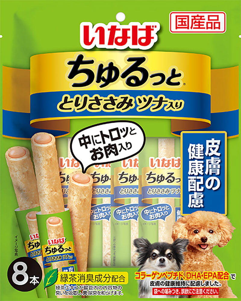 いなばペットフード ちゅるっと とりささみ ツナ入り 皮膚の健康配慮 8本 ペット用品の仕入は Petポチッと で