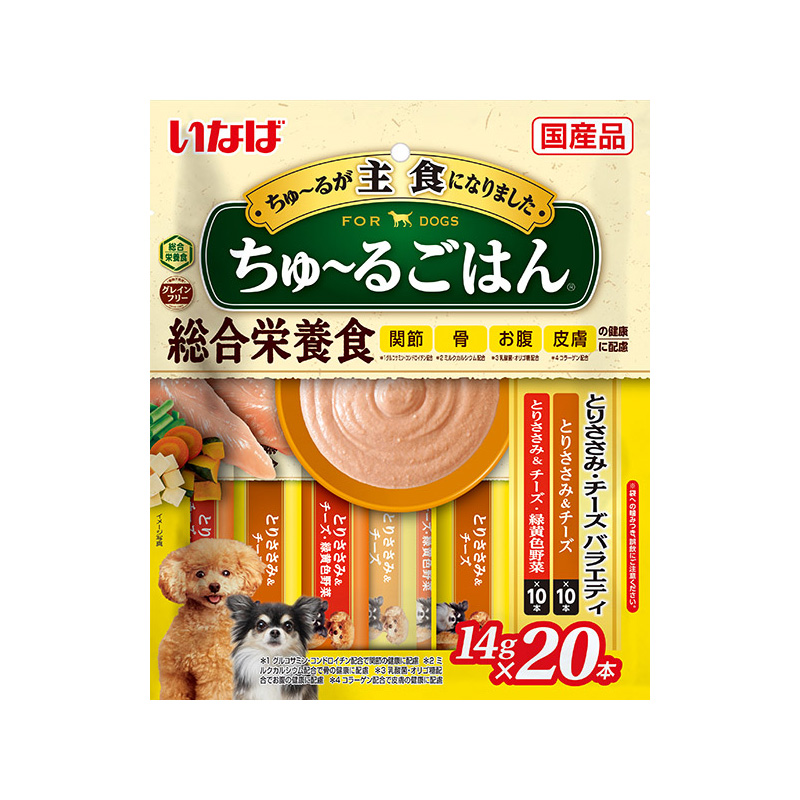 ［いなばペットフード］いなば ちゅ～るごはん とりささみ・チーズバラエティ 14g×20本