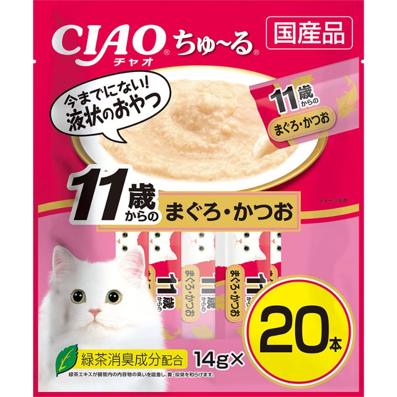 ［いなばペットフード］CIAO ちゅ～る 11歳からのまぐろ・かつお 14g×20本　【メーカーフェア】