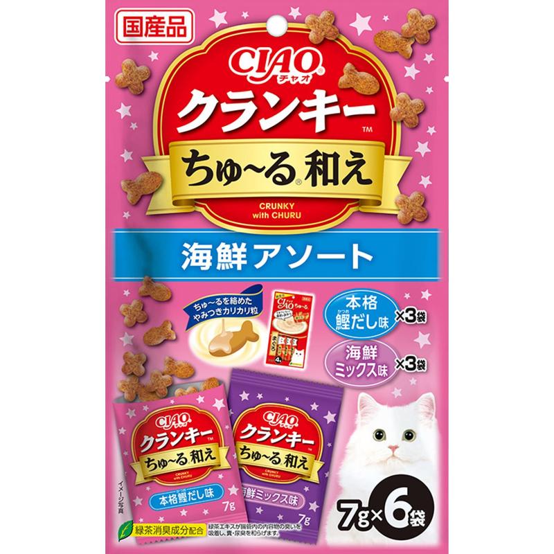［いなばペットフード］CIAO クランキーちゅ～る和え 海鮮アソート 7g×6袋