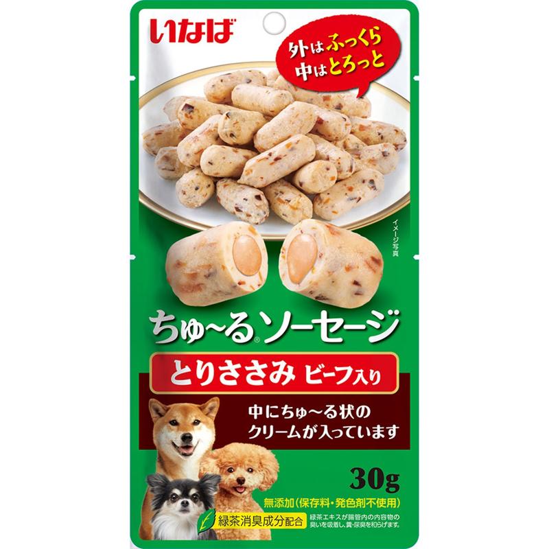 ［いなばペットフード］いなば ちゅ～るソーセージ とりささみ ビーフ入り 30g
