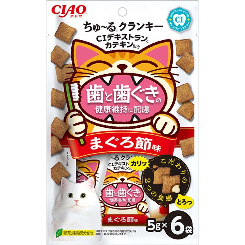 ［いなばペットフード］CIAO ちゅ～るクランキー 歯と歯茎の健康維持に配慮 まぐろ節味 5g×6袋