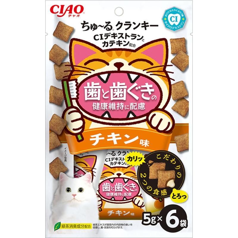 ［いなばペットフード］CIAO ちゅ～るクランキー 歯と歯茎の健康維持に配慮 チキン味 5g×6袋