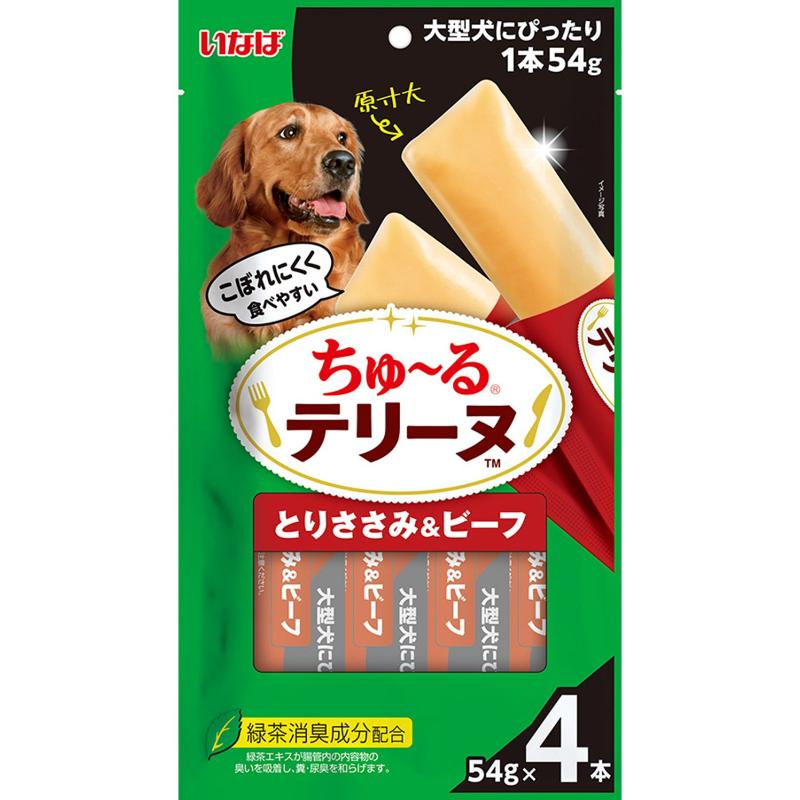 ［いなばペットフード］いなば ちゅ～るテリーヌ 大型犬用 とりささみ＆ビーフ 54g×4本