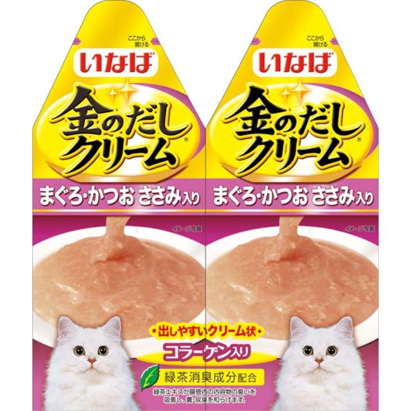 ［いなばペットフード］金のだしクリーム まぐろ・かつお ささみ入り 60g (30g×2) IC-84