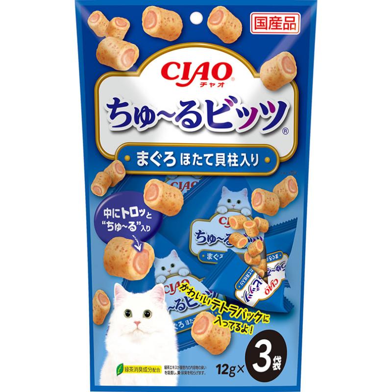 ［いなばペットフード］CIAO ちゅ～るビッツ まぐろ ほたて貝柱入り 12g×3袋 CS-172【メーカーフェア10】
