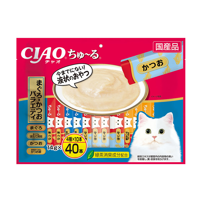 ［いなばペットフード］CIAO ちゅ～る まぐろ・かつおバラエティ 14g×40本 SC-132【メーカーフェア10】