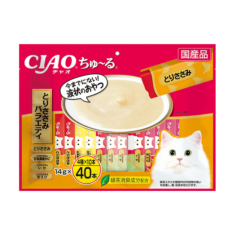［いなばペットフード］CIAO ちゅ～る とりささみバラエティ 14g×40本 SC-133【メーカーフェア10】