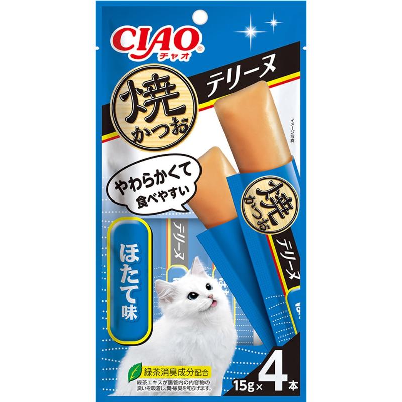 ［いなばペットフード］CIAO 焼かつおテリーヌ ほたて味 15g×4本