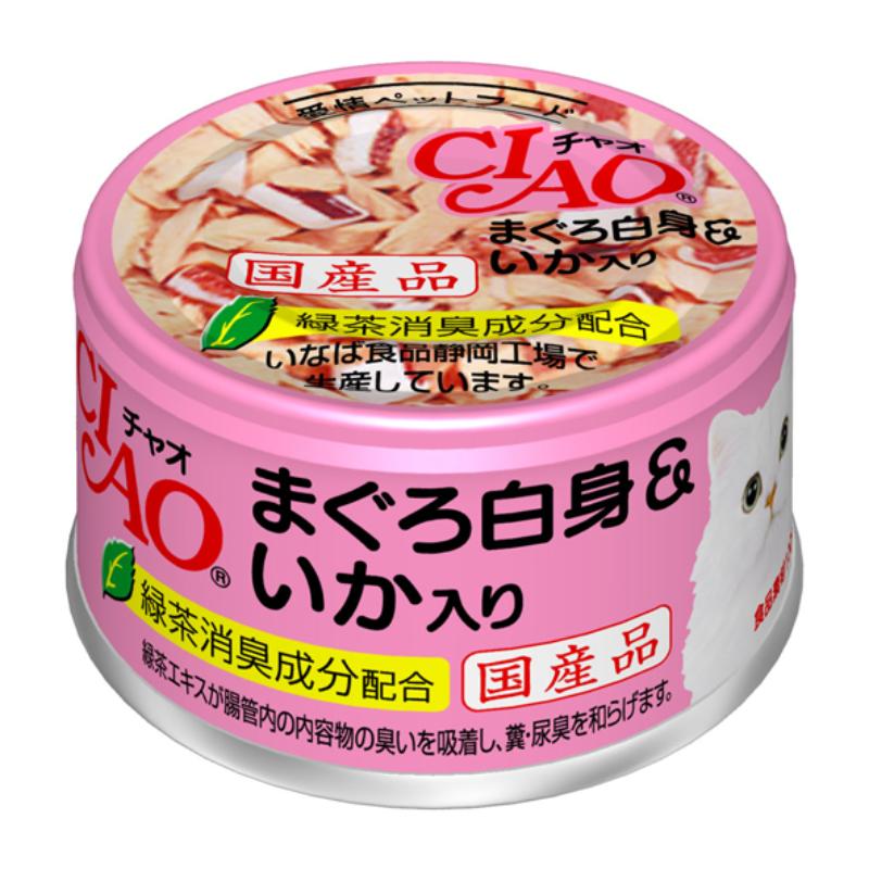 ［いなばペットフード(直送)］CIAO まぐろ白身＆いか入り 85g A-03 ※メーカー直送 ※発注単位・最低発注数量(混載50ケース以上)にご注意下さい【メーカーフェア5】
