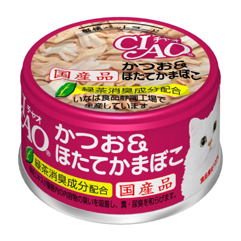 ［いなばペットフード(直送)］CIAO かつお＆ほたてかまぼこ 85g A-13 ※メーカー直送 ※発注単位・最低発注数量(混載50ケース以上)にご注意下さい【メーカーフェア5】