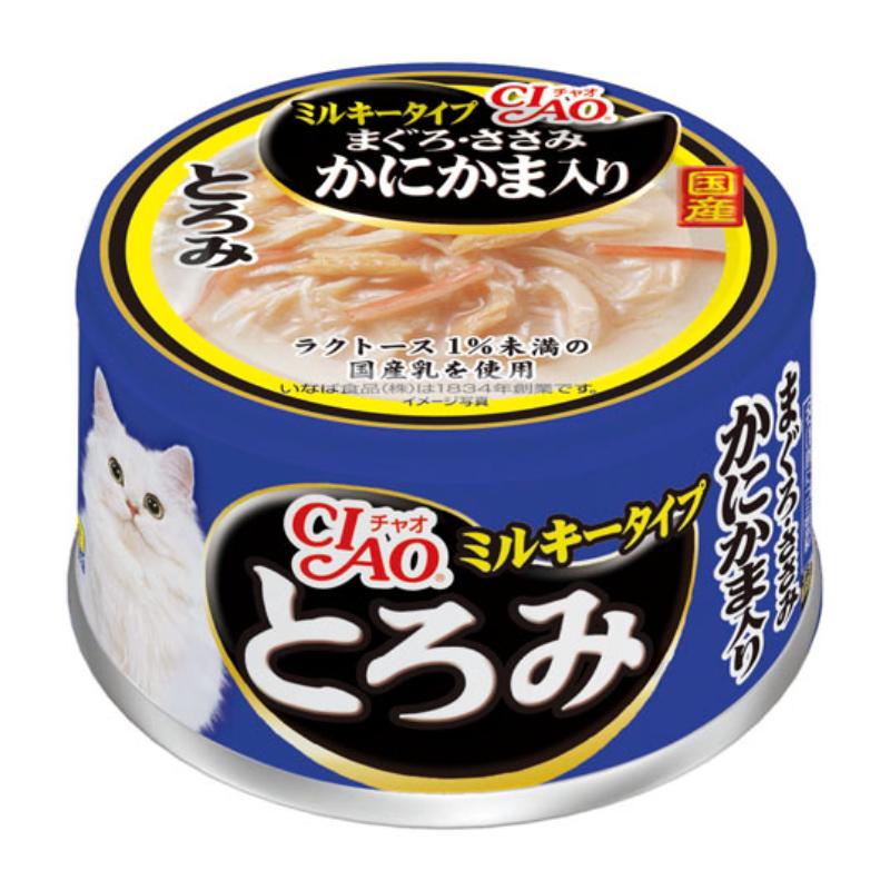 ［いなばペットフード(直送)］CIAO とろみミルキータイプ まぐろ・ささみ かにかま入り 80g ※メーカー直送 ※発注単位・最低発注数量(混載50ケース以上)にご注意下さい【メーカーフェア5】