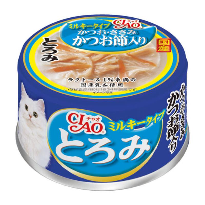 ［いなばペットフード(直送)］CIAO とろみミルキータイプ かつお・ささみ かつお節入り 80g ※メーカー直送 ※発注単位・最低発注数量(混載50ケース以上)にご注意下さい【メーカーフェア5】