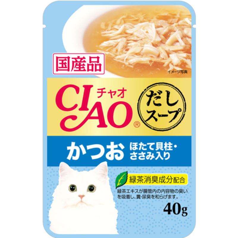 ［いなばペットフード(直送)］CIAO だしスープ かつお ほたて貝柱・ささみ入り 40g IC-212 ※メーカー直送 ※発注単位・最低発注数量(混載50ケース以上)にご注意下さい【メーカーフェア5】