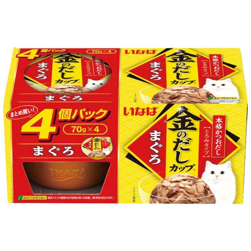 ［いなばペットフード］いなば 金のだしカップ まぐろ 70g×4個 4IMC131【メーカーフェア10】