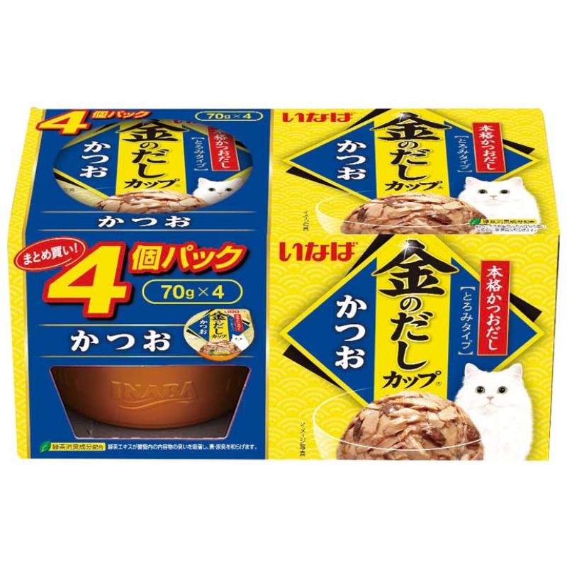 ［いなばペットフード］いなば 金のだしカップ かつお 70g×4個 4IMC132【メーカーフェア10】