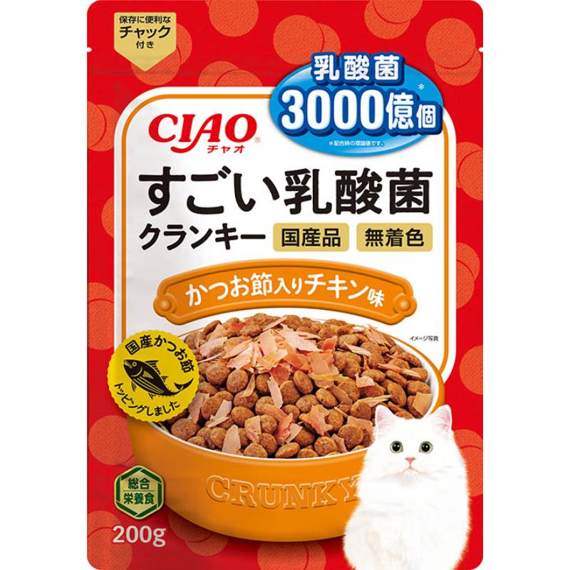 ［いなばペットフード］CIAO すごい乳酸菌クランキー かつお節入り チキン味 200g