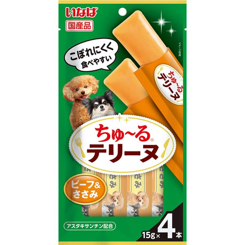 ［いなばペットフード(直送)］ちゅ～るテリーヌ ビーフ＆ささみ 15g×4本 ※メーカー直送 ※発注単位・最低発注数量(混載50ケース以上)にご注意下さい【メーカーフェア5】
