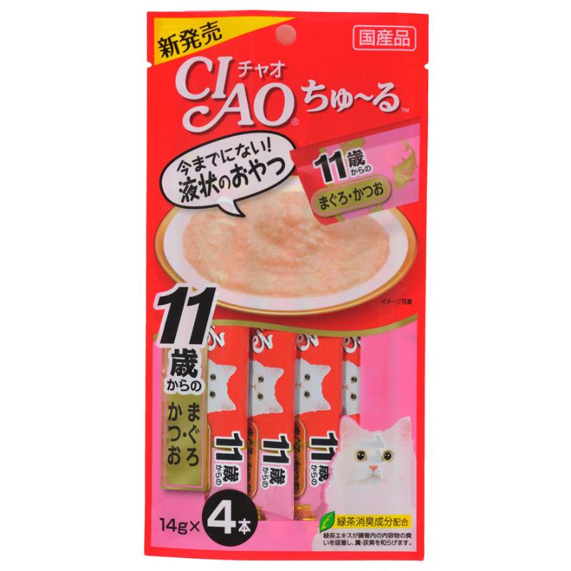 [いなばペットフード]CIAO ちゅ~る 11歳からのまぐろ･かつお 14g×4本 SC-74 
