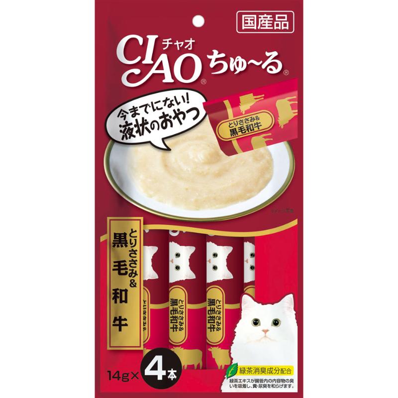 ［いなばペットフード］CIAO ちゅ～る とりささみ＆黒毛和牛 14g×4本 SC-144　【メーカーフェア10】