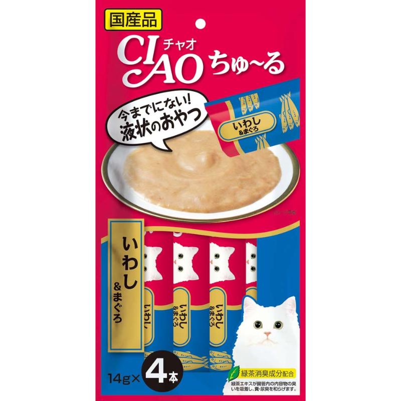 ［いなばペットフード］CIAO ちゅ～る いわし＆まぐろ 14g×4本 SC-145　【メーカーフェア10】