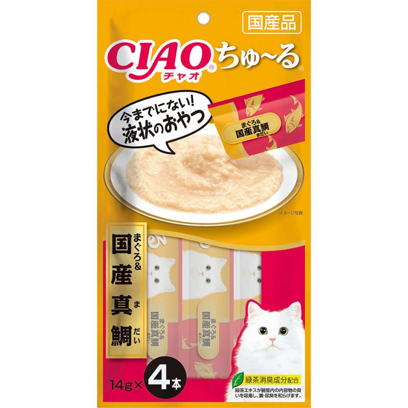 [いなばペットフード(直送)]CIAO ちゅ~る まぐろ&国産真鯛 14g×4本 SC-177 ※メーカー直送 ※発注単位･最低発注数量(混載50ケース以上)にご注意下さい【メーカーフェア5】