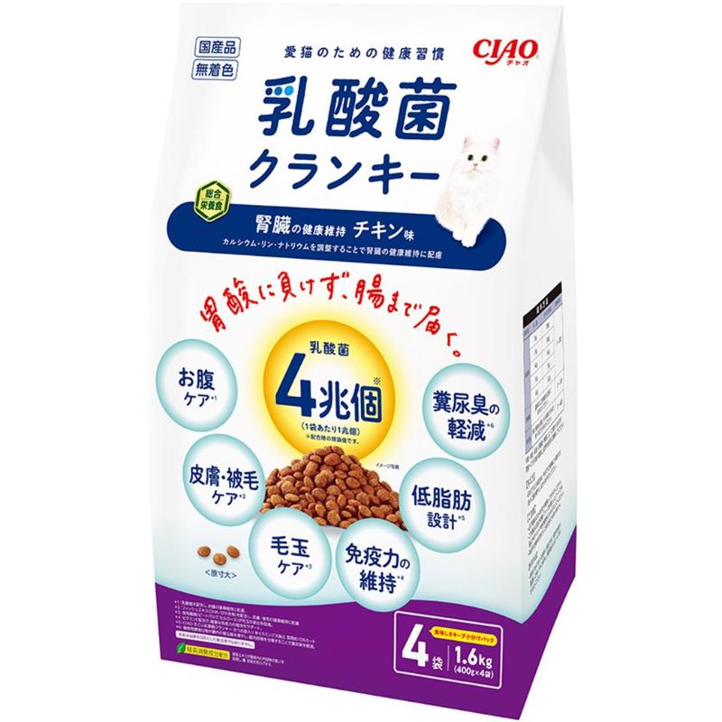 ［いなばペットフード］CIAO 乳酸菌クランキー腎臓の健康維持 チキン味 1.6kg