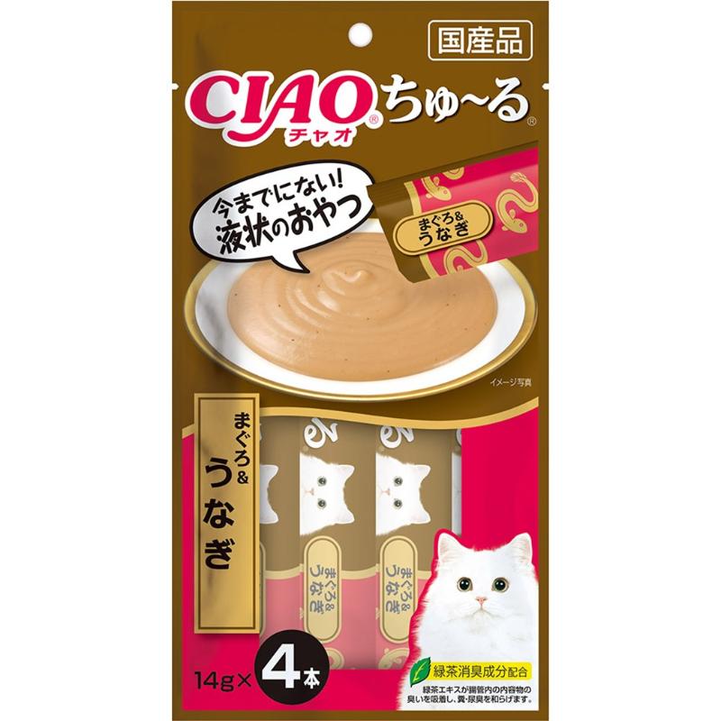 ［いなばペットフード］CIAO ちゅ～る まぐろ＆うなぎ 14g×4本