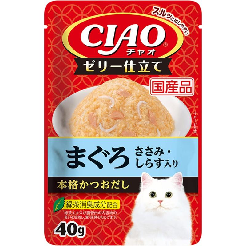 ［いなばペットフード］CIAOパウチ ゼリー仕立て まぐろ ささみ・しらす入り 40g