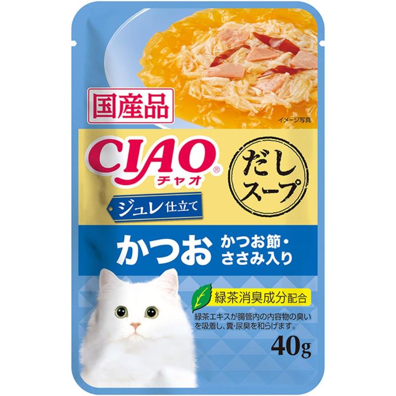 ［いなばペットフード］CIAO だしスープ ジュレ仕立て かつお かつお節・ささみ入り 40g