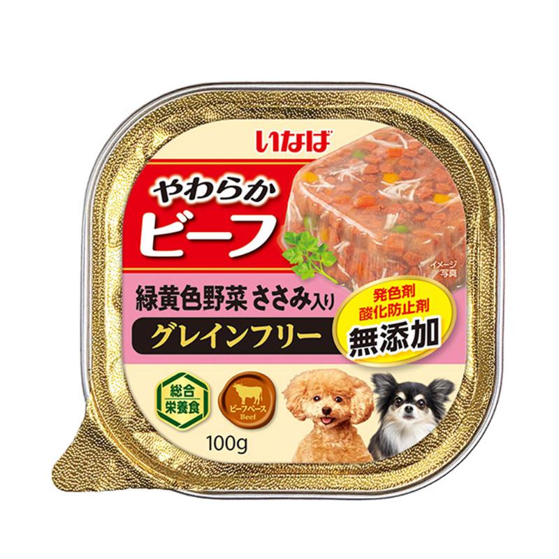 ［いなばペットフード］いなば やわらかビーフ 緑黄色野菜 ささみ入り 100g