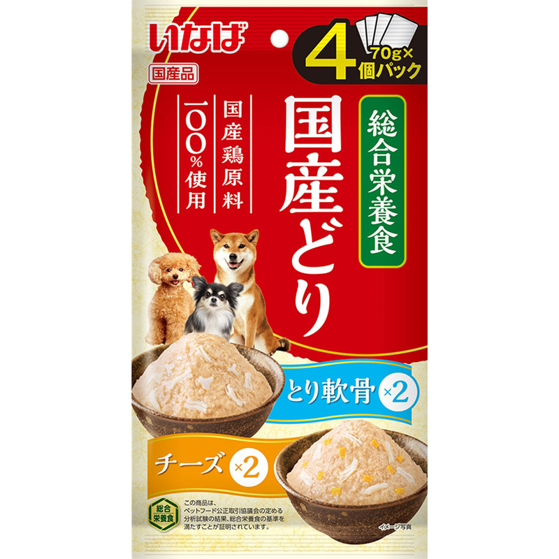 ［いなばペットフード］国産鶏 鶏軟骨・チーズバラエティ 70g×4個パック