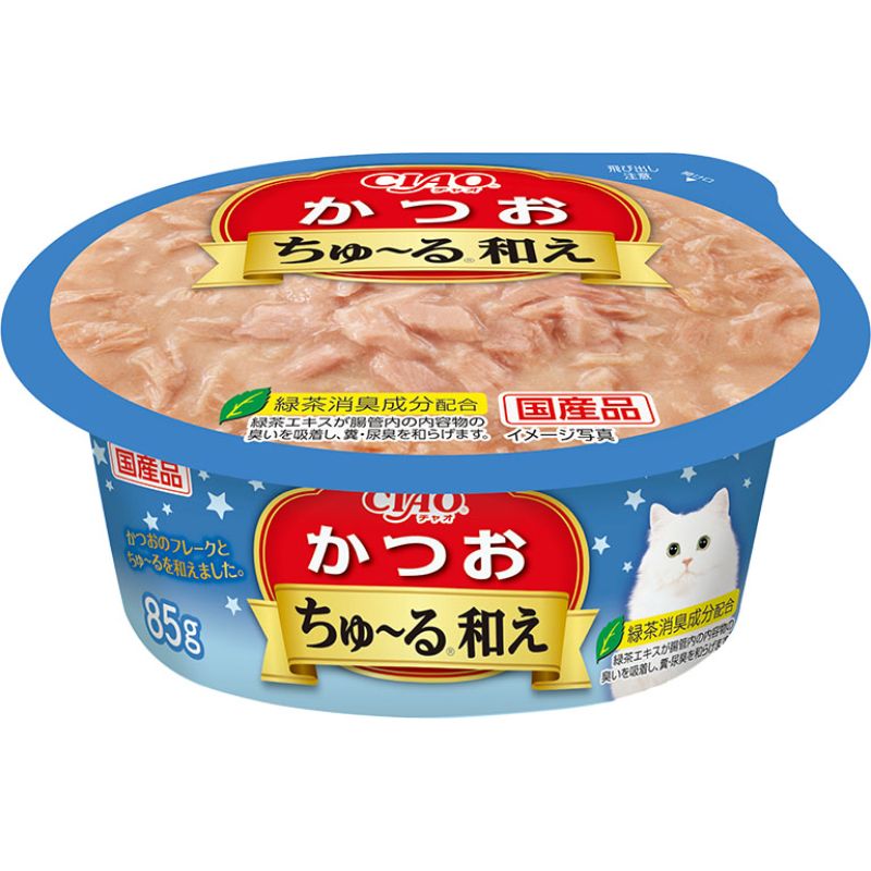 ［いなばペットフード(直送)］CIAO ちゅ～る和えカップ かつお 85g ※メーカー直送 ※発注単位・最低発注数量(混載50ケース以上)にご注意下さい