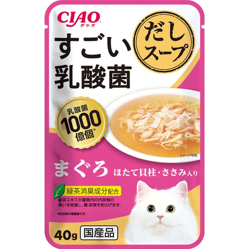 [いなばペットフード] CIAO すごい乳酸菌だしスープ まぐろ ほたて貝柱・ささみ入り 40g