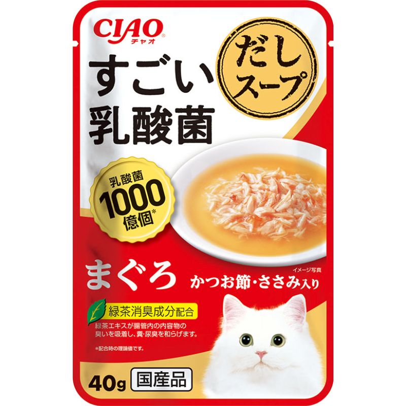 ［いなばペットフード］CIAO すごい乳酸菌だしスープ まぐろ かつお節・ささみ入り 40g