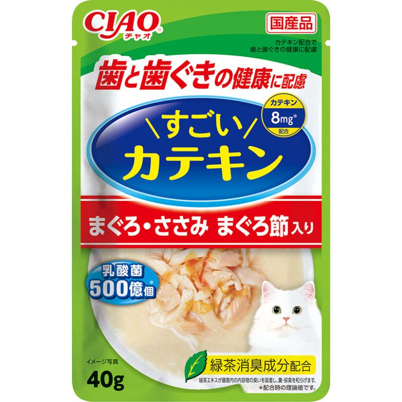 ［いなばペットフード］CIAO すごいカテキンパウチ まぐろ・ささみ まぐろ節入り 40g