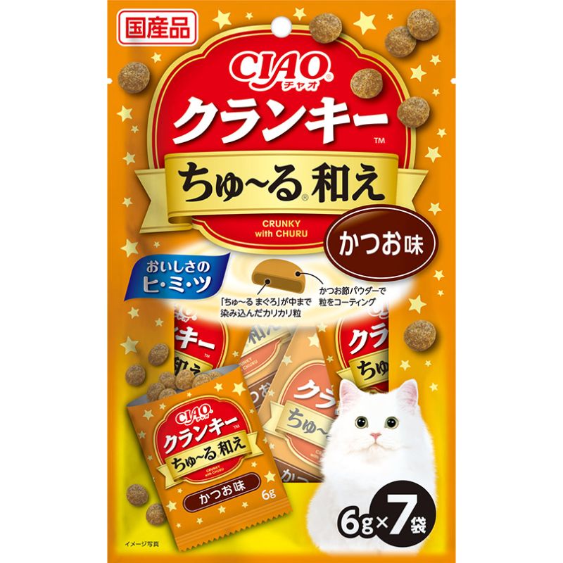 ［いなばペットフード］CIAO クランキー ちゅ～る和え かつお味 6g×7袋