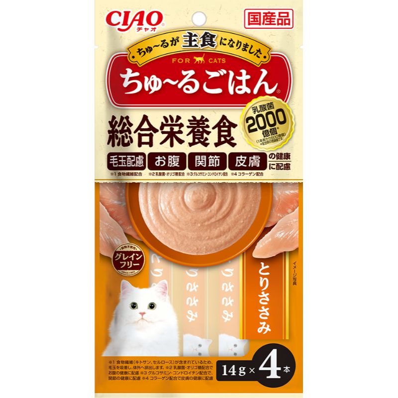 ［いなばペットフード］CIAO ちゅ～るごはん とりささみ 14g×4本　【メーカーフェア】