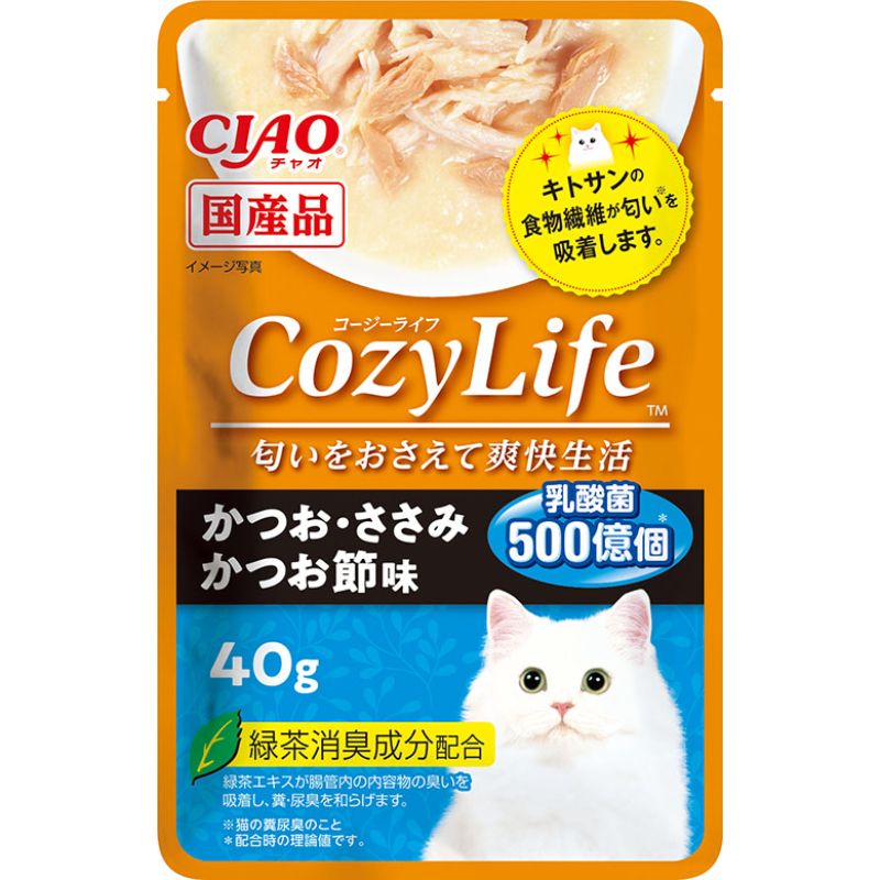 [いなばペットフード(直送)] CIAO Cozy Life パウチ かつお・ささみ かつお節味 40g ※メーカー直送 ※発注単位・最低発注数量(混載50ケース以上)にご注意下さい