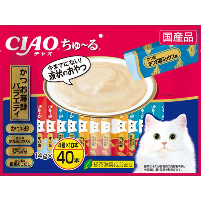 [いなばペットフード] CIAO ちゅ～る かつお海鮮バラエティ 14g×40本　【メーカーフェア】