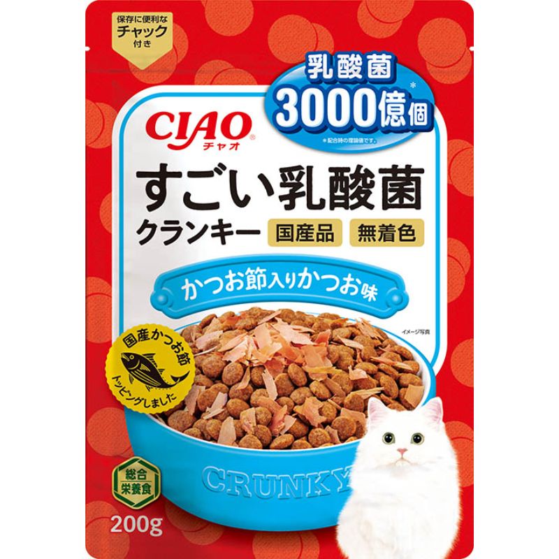 [いなばペットフード(直送)] CIAO すごい乳酸菌クランキー かつお節入り かつお味 200g ※メーカー直送 ※発注単位・最低発注数量(混載50ケース以上)にご注意下さい