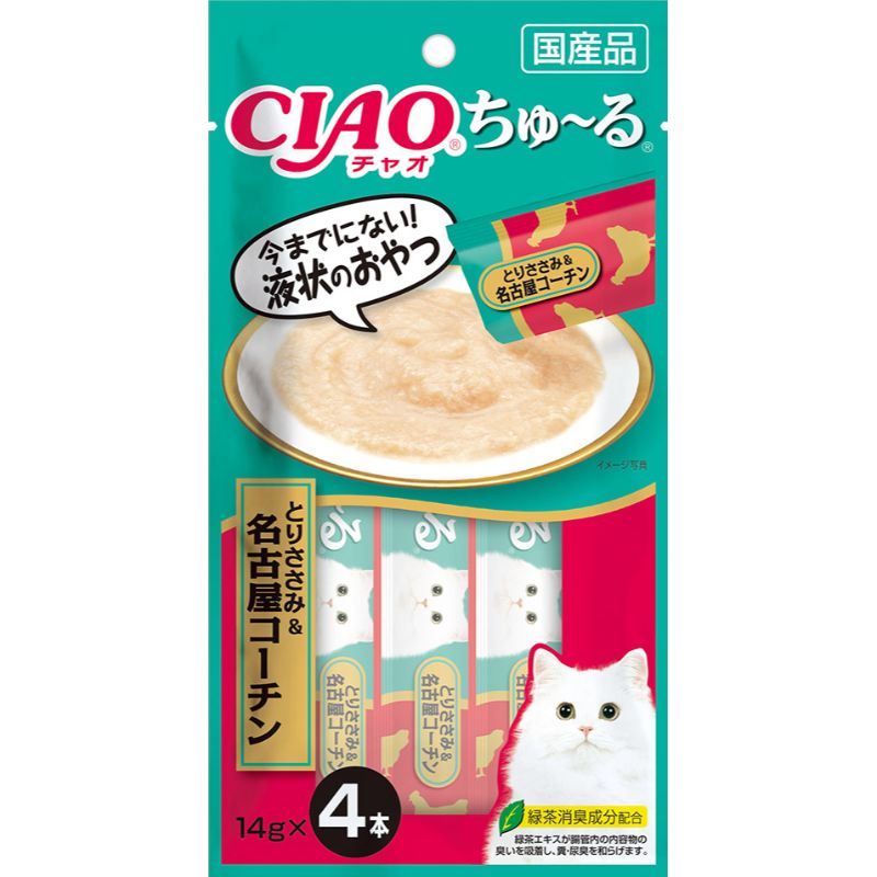 [いなばペットフード] CIAO ちゅ～る とりささみ＆名古屋コーチン 14g×4本　【メーカーフェア】