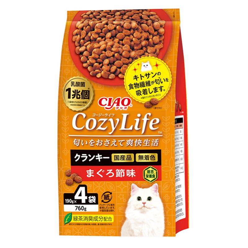 ［いなばペットフード］CIAO Cozy Life クランキー まぐろ節味 190g×4袋