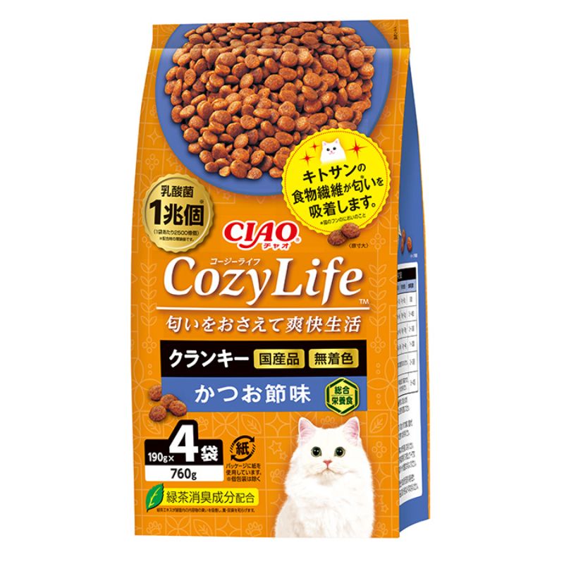 ［いなばペットフード］CIAO Cozy Life クランキー かつお節味 190g×4袋