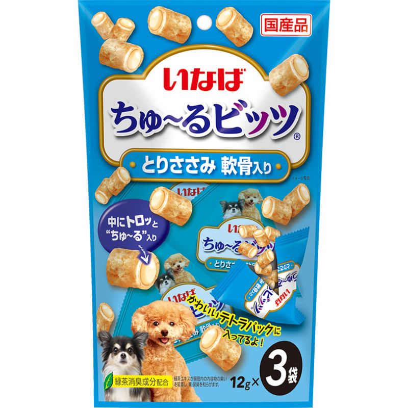 ［いなばペットフード(直送)］ちゅ～るビッツ とりささみ 軟骨入り 12g×3袋 ※メーカー直送 ※発注単位・最低発注数量(混載50ケース以上)にご注意下さい