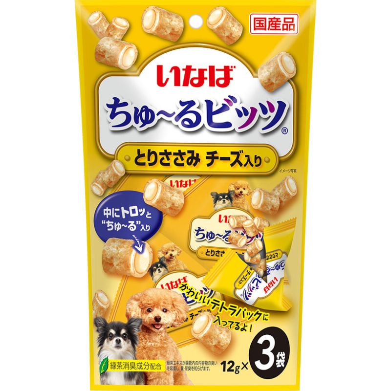［いなばペットフード(直送)］ちゅ～るビッツ とりささみ チーズ入り 12g×3袋 ※メーカー直送 ※発注単位・最低発注数量(混載50ケース以上)にご注意下さい