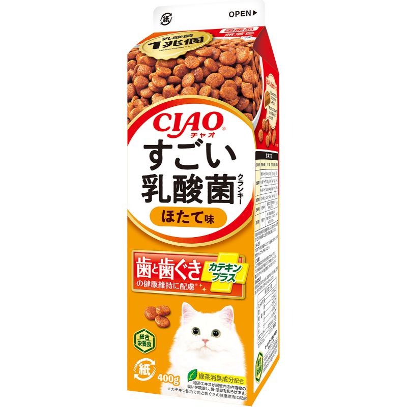 [いなばペットフード(直送)] CIAO すごい乳酸菌クランキー牛乳パック ほたて味 400g ※メーカー直送 ※発注単位・最低発注数量(混載50ケース以上)にご注意下さい