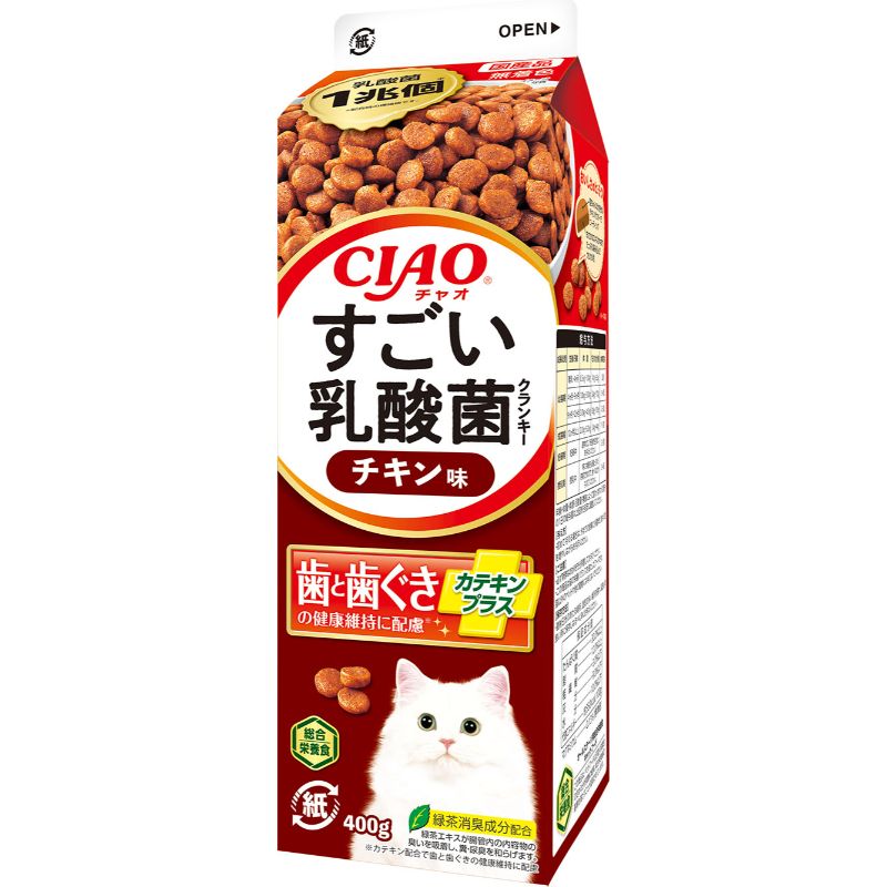 [いなばペットフード] CIAO すごい乳酸菌クランキー牛乳パック チキン味 400g