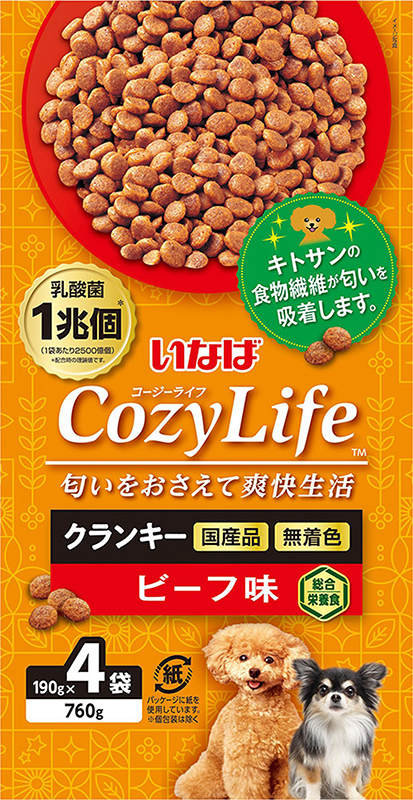 [いなばペットフード] Cozy Life クランキー ビーフ味 190g×4袋　【5月特価】