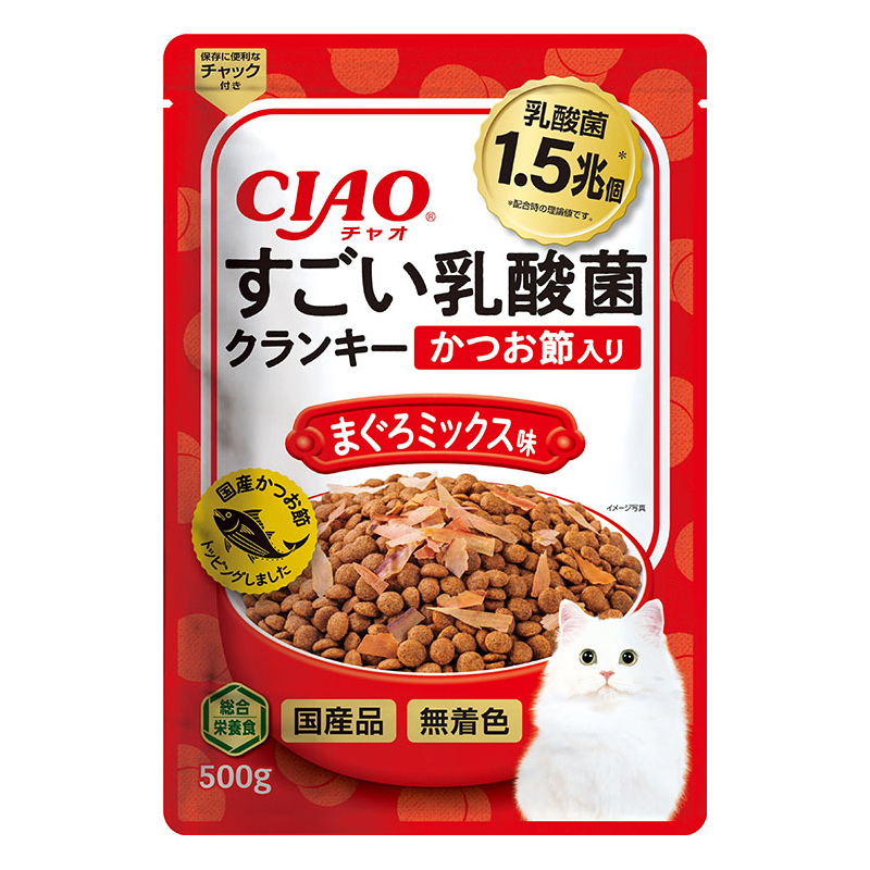 [いなばペットフード] CIAO すごい乳酸菌クランキー かつお節入り まぐろミックス味 500g